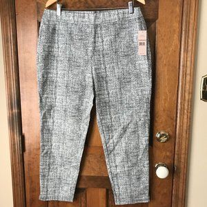 NWT Nanette White w/Black Line Print Pull-On Pants Size 12